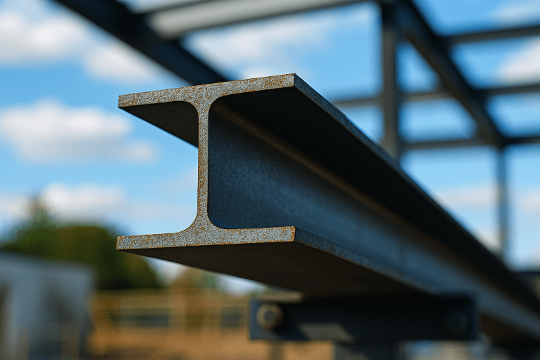 Steel construction I beam used for building frameworks